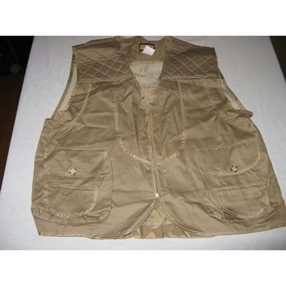 SafTbak Vest Mens XXL 2XL Fly Fishing Hunting Brown Outdoors Mesh Back Lining